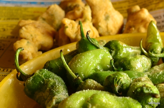 Green Chilly with Salt (and fritters)